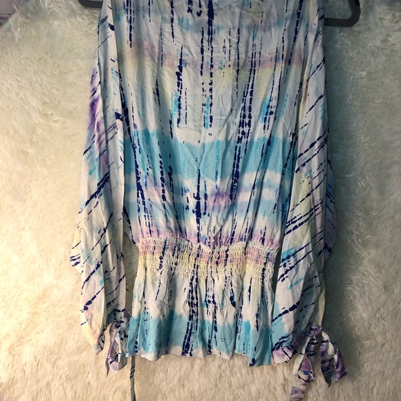 VENUS Blue and Purple Ruched Tie Blouse NWOT size 2 - Picture 12 of 13